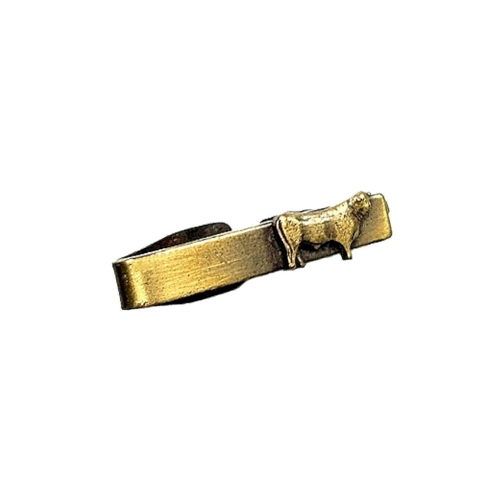 Vintage Mid Century Brass Bull tie clip